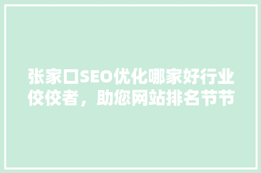 张家口SEO优化哪家好行业佼佼者，助您网站排名节节高升