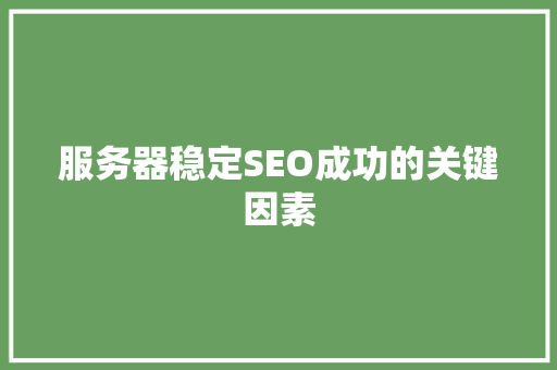 服务器稳定SEO成功的关键因素
