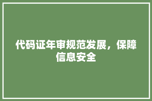 代码证年审规范发展，保障信息安全  第1张