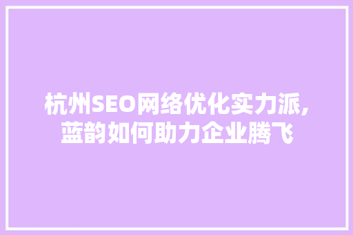 杭州SEO网络优化实力派,蓝韵如何助力企业腾飞