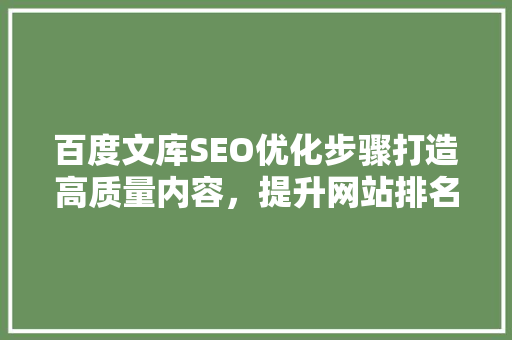 百度文库SEO优化步骤打造高质量内容，提升网站排名