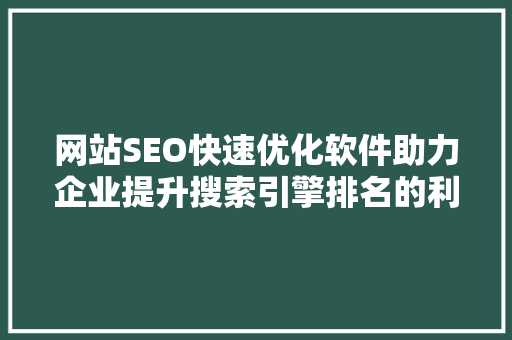 网站SEO快速优化软件助力企业提升搜索引擎排名的利器