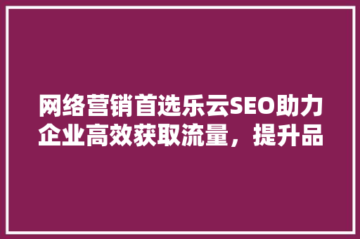 网络营销首选乐云SEO助力企业高效获取流量，提升品牌知名度