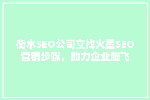 衡水SEO公司立找火星SEO营销步骤，助力企业腾飞