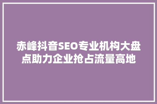 赤峰抖音SEO专业机构大盘点助力企业抢占流量高地