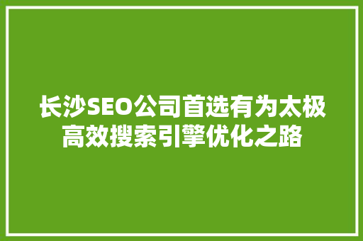 长沙SEO公司首选有为太极高效搜索引擎优化之路