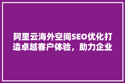 阿里云海外空间SEO优化打造卓越客户体验，助力企业全球化布局
