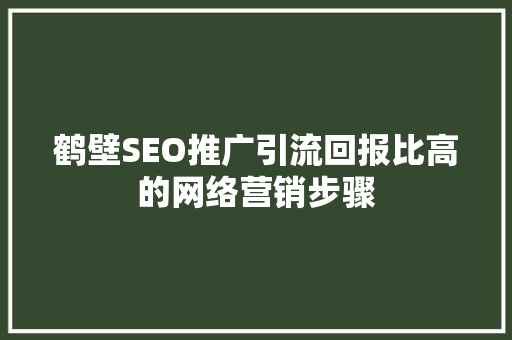鹤壁SEO推广引流回报比高的网络营销步骤