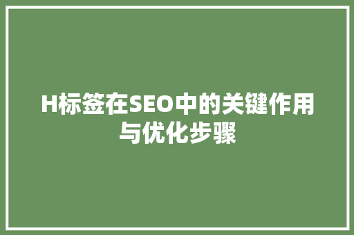 H标签在SEO中的关键作用与优化步骤