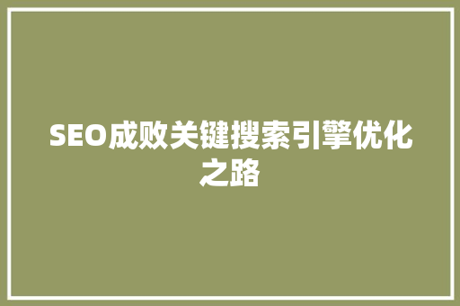 SEO成败关键搜索引擎优化之路