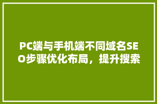 PC端与手机端不同域名SEO步骤优化布局，提升搜索引擎排名