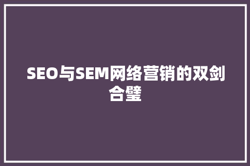SEO与SEM网络营销的双剑合璧