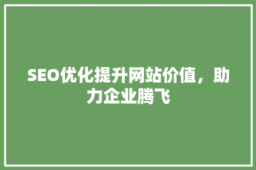 SEO优化提升网站价值，助力企业腾飞