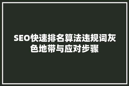 SEO快速排名算法违规词灰色地带与应对步骤