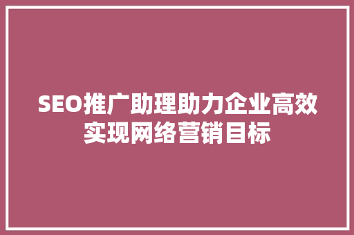 SEO推广助理助力企业高效实现网络营销目标  第1张