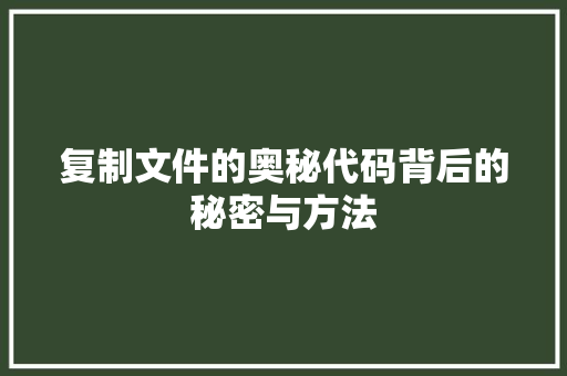 复制文件的奥秘代码背后的秘密与方法