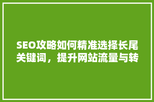 SEO攻略如何精准选择长尾关键词，提升网站流量与转化率