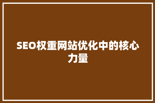 SEO权重网站优化中的核心力量