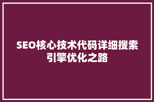 SEO核心技术代码详细搜索引擎优化之路