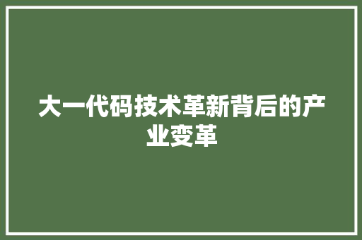 大一代码技术革新背后的产业变革