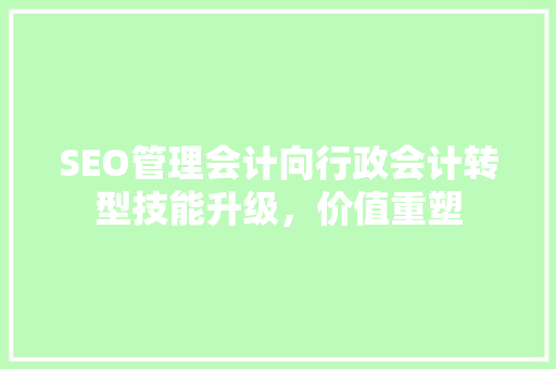 SEO管理会计向行政会计转型技能升级，价值重塑