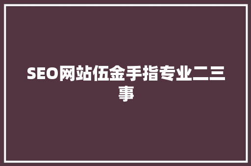 SEO网站伍金手指专业二三事