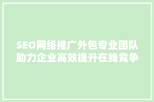 SEO网络推广外包专业团队助力企业高效提升在线竞争力