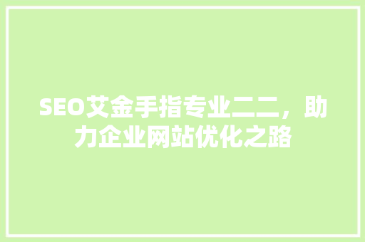 SEO艾金手指专业二二，助力企业网站优化之路