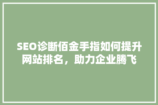 SEO诊断佰金手指如何提升网站排名，助力企业腾飞  第1张