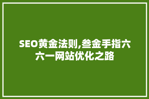 SEO黄金法则,叁金手指六六一网站优化之路