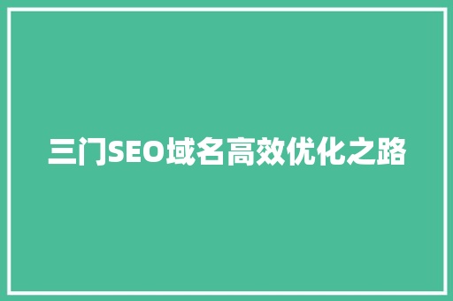 三门SEO域名高效优化之路