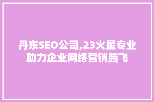 丹东SEO公司,23火星专业助力企业网络营销腾飞