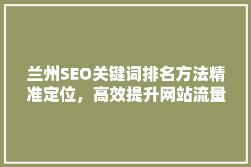兰州SEO关键词排名方法精准定位，高效提升网站流量