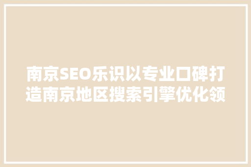 南京SEO乐识以专业口碑打造南京地区搜索引擎优化领军品牌