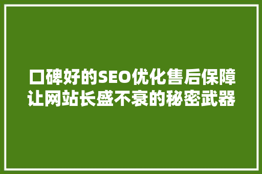 口碑好的SEO优化售后保障让网站长盛不衰的秘密武器