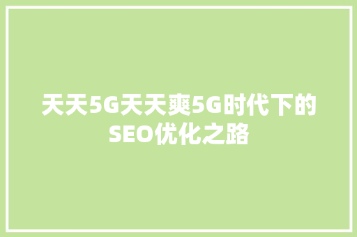 天天5G天天爽5G时代下的SEO优化之路  第1张