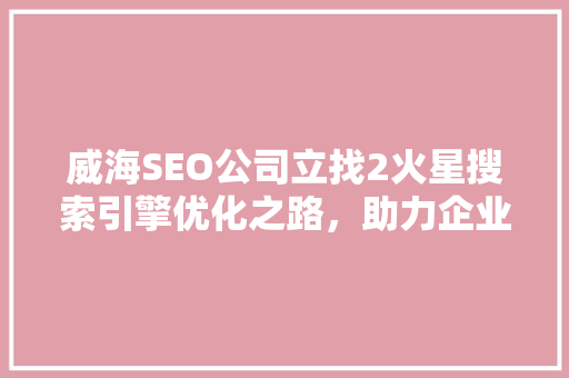 威海SEO公司立找2火星搜索引擎优化之路，助力企业腾飞