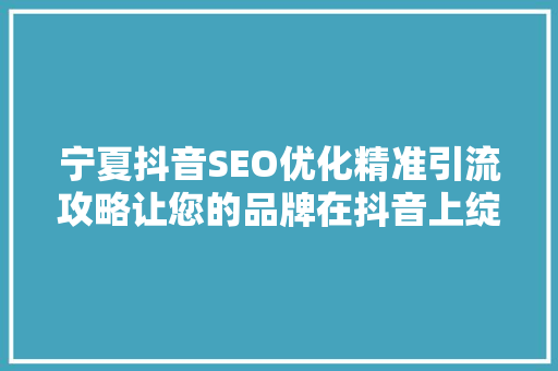 宁夏抖音SEO优化精准引流攻略让您的品牌在抖音上绽放光彩