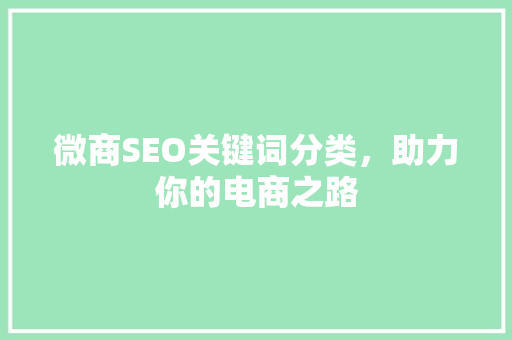 微商SEO关键词分类，助力你的电商之路