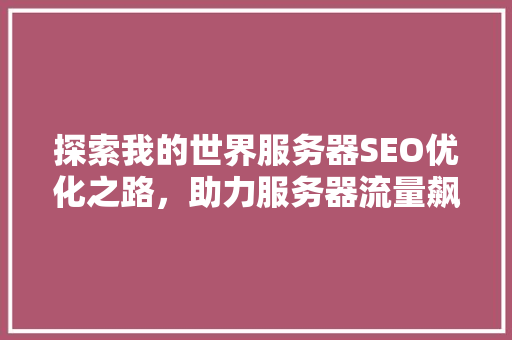探索我的世界服务器SEO优化之路，助力服务器流量飙升
