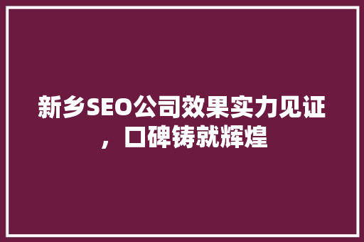 新乡SEO公司效果实力见证，口碑铸就辉煌