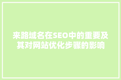 来路域名在SEO中的重要及其对网站优化步骤的影响