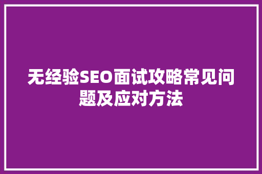 无经验SEO面试攻略常见问题及应对方法