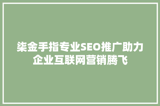 柒金手指专业SEO推广助力企业互联网营销腾飞