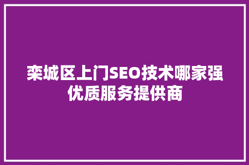 栾城区上门SEO技术哪家强优质服务提供商