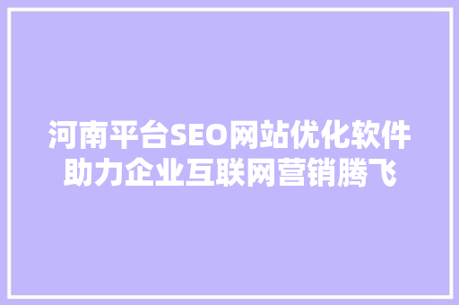 河南平台SEO网站优化软件助力企业互联网营销腾飞