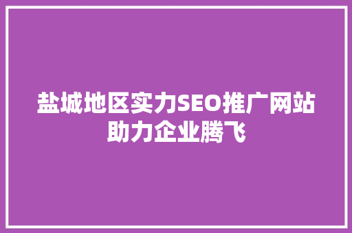 盐城地区实力SEO推广网站助力企业腾飞