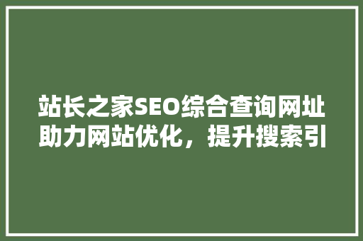 站长之家SEO综合查询网址助力网站优化，提升搜索引擎排名