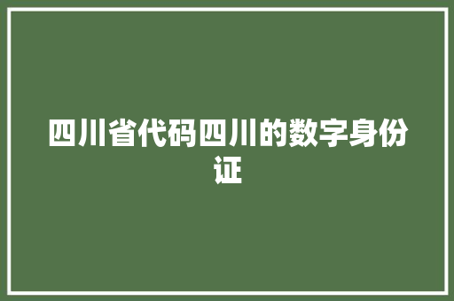 四川省代码四川的数字身份证