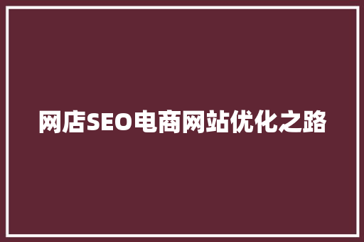 网店SEO电商网站优化之路